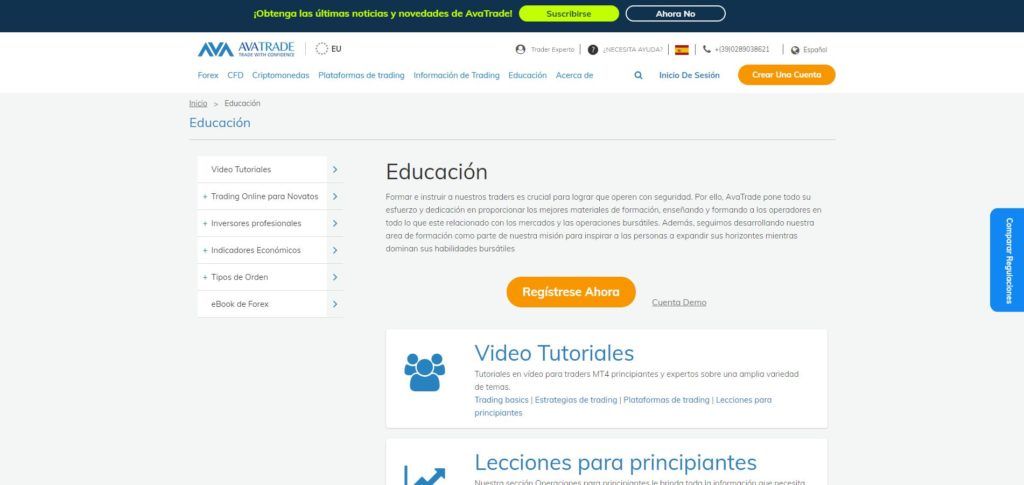 avatrade sección de educación
