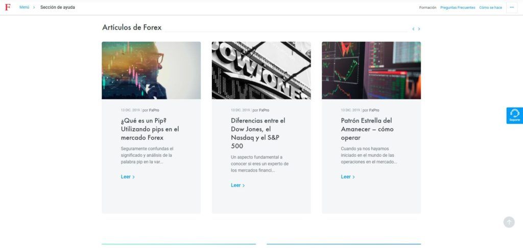 fxpro sección artículos de forex