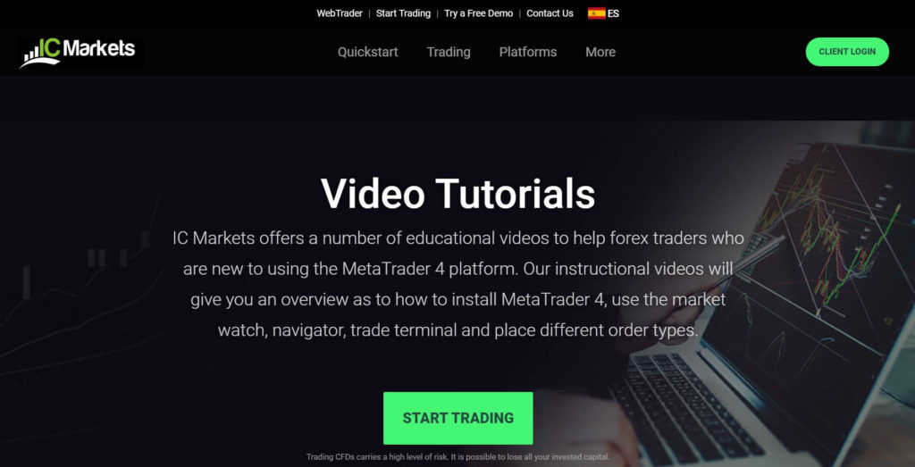 Los video tutorial disponibles en ic markets