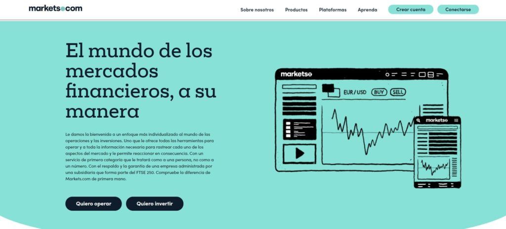 la homepage de markets.com