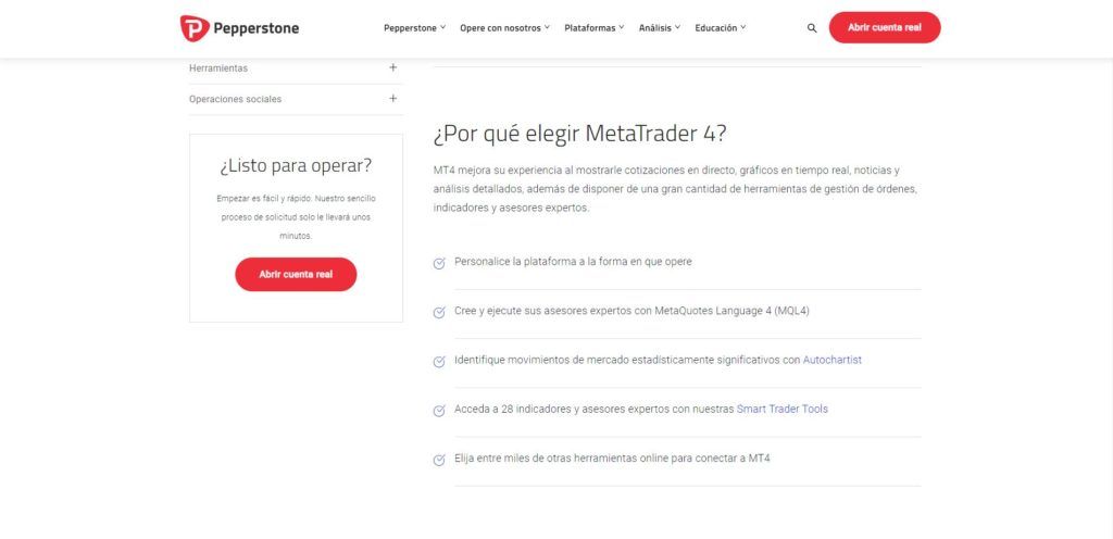 pepperstone plataforma mt4 características