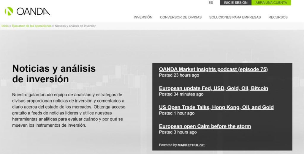 Las noticias y analisis de inversion con oanda