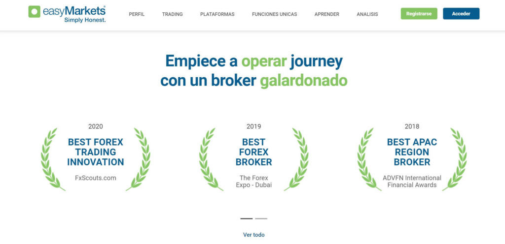 Empiece a operar con un broker galardonado come easymarkets
