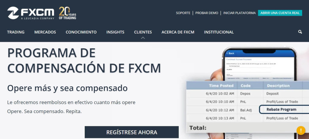 El programa de compensacion de fxcm
