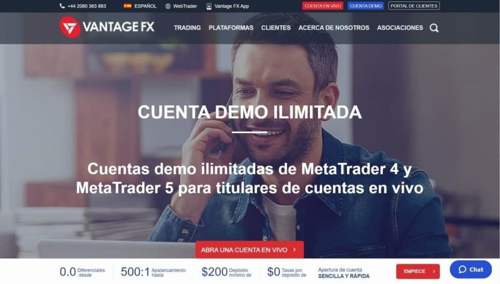 la cuenta demo de vantage fx