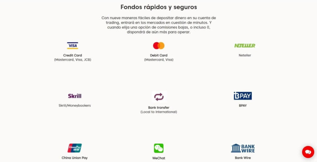 Las modalidades de deposito con axi