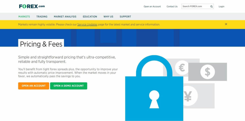 Las tarifas de forex.com