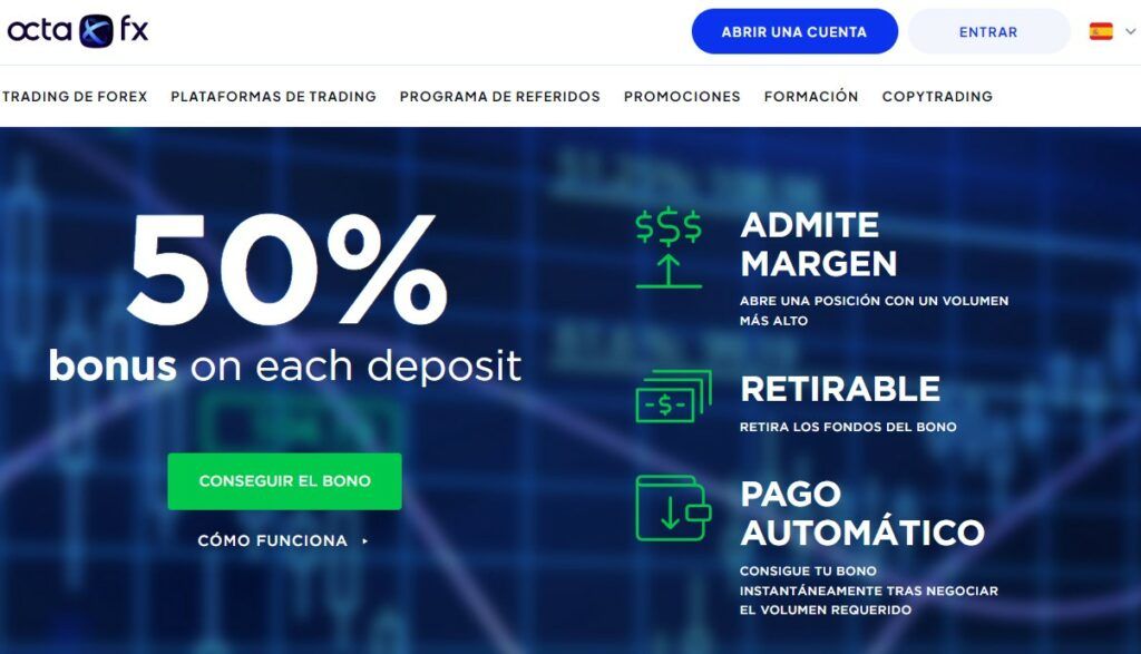 Opere con el bono de depósito de OctaFX
