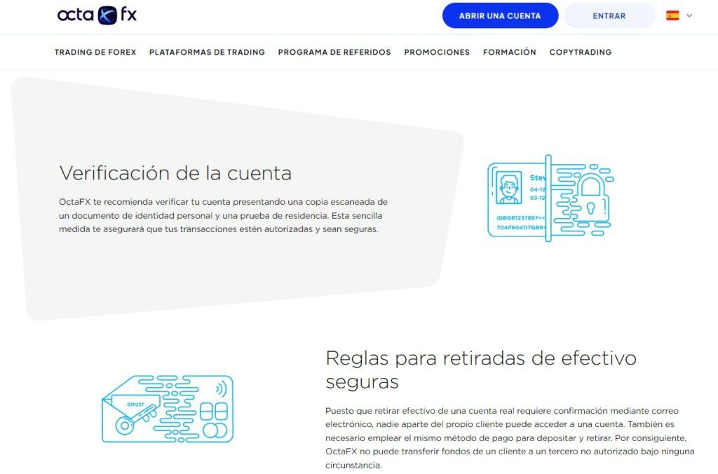 Compruebe su cuenta comercial de OctaFX