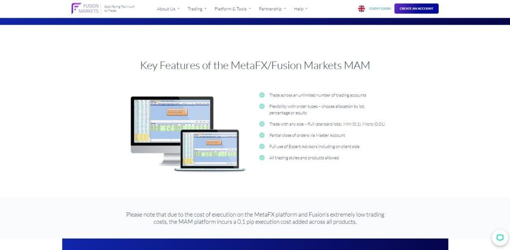 La plataforma MetaFX de Fusion Markets
