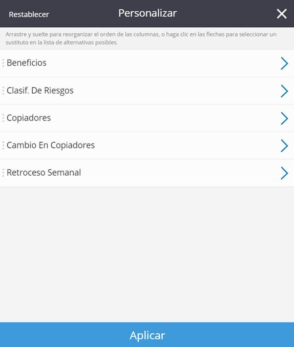 Como personalizar las columnas de la busqueda
