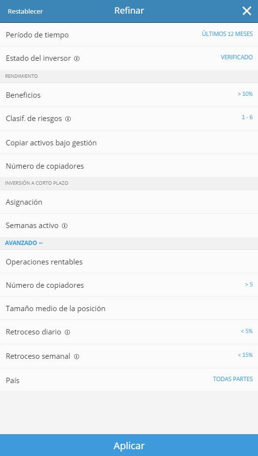 como refinar los filtros de la busqueda