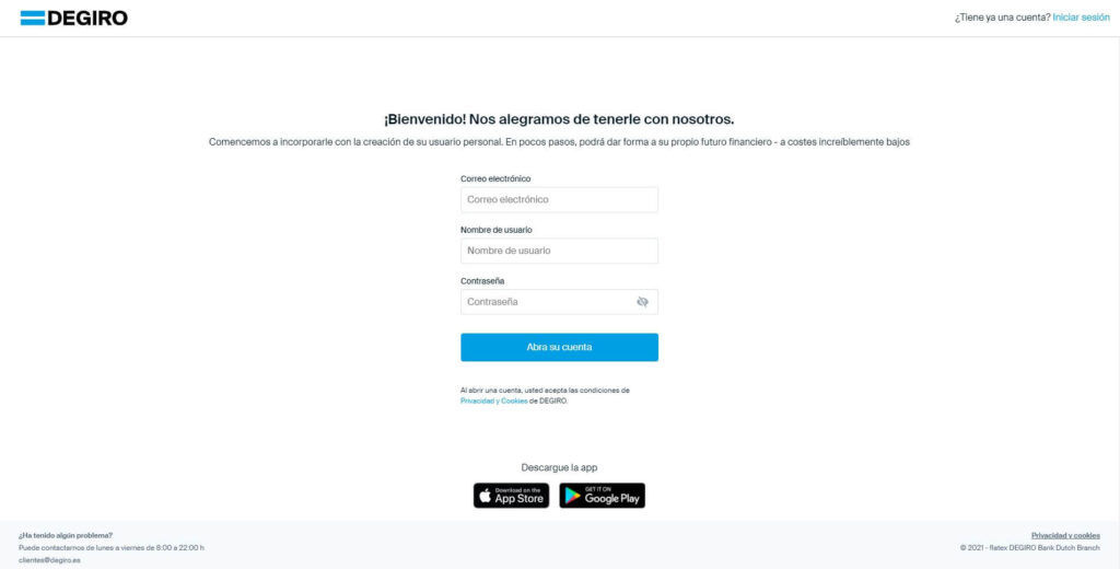 abrir una cuenta con degiro