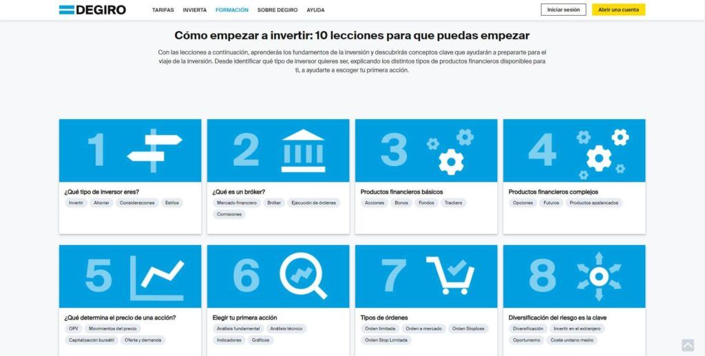 sección academia del inversor de degiro