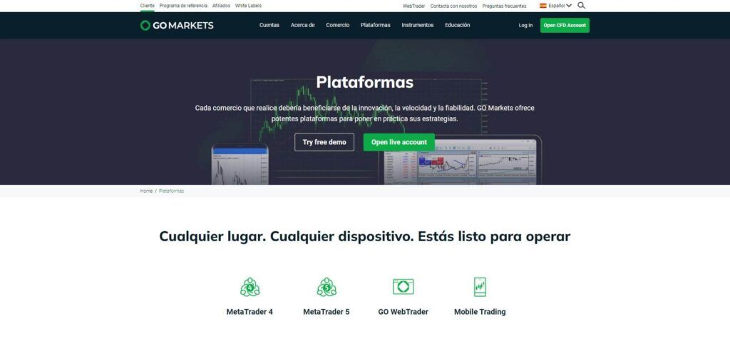 las plataformas de go markets