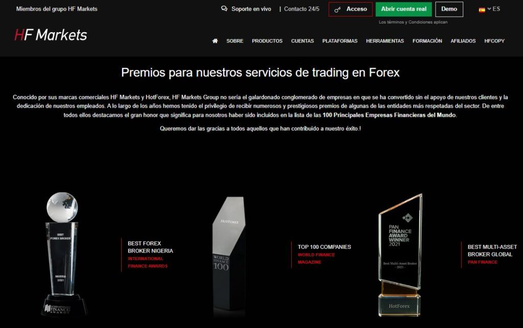 Premios para servicio de trading de HF Markets