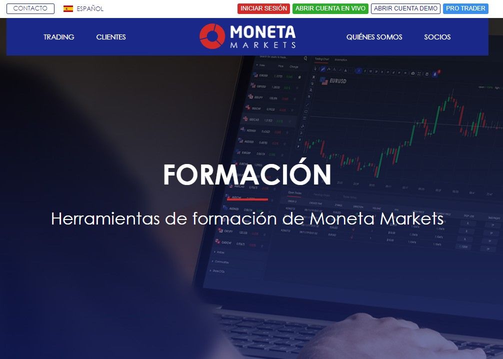 La seccion de formacion con Moneta Markets