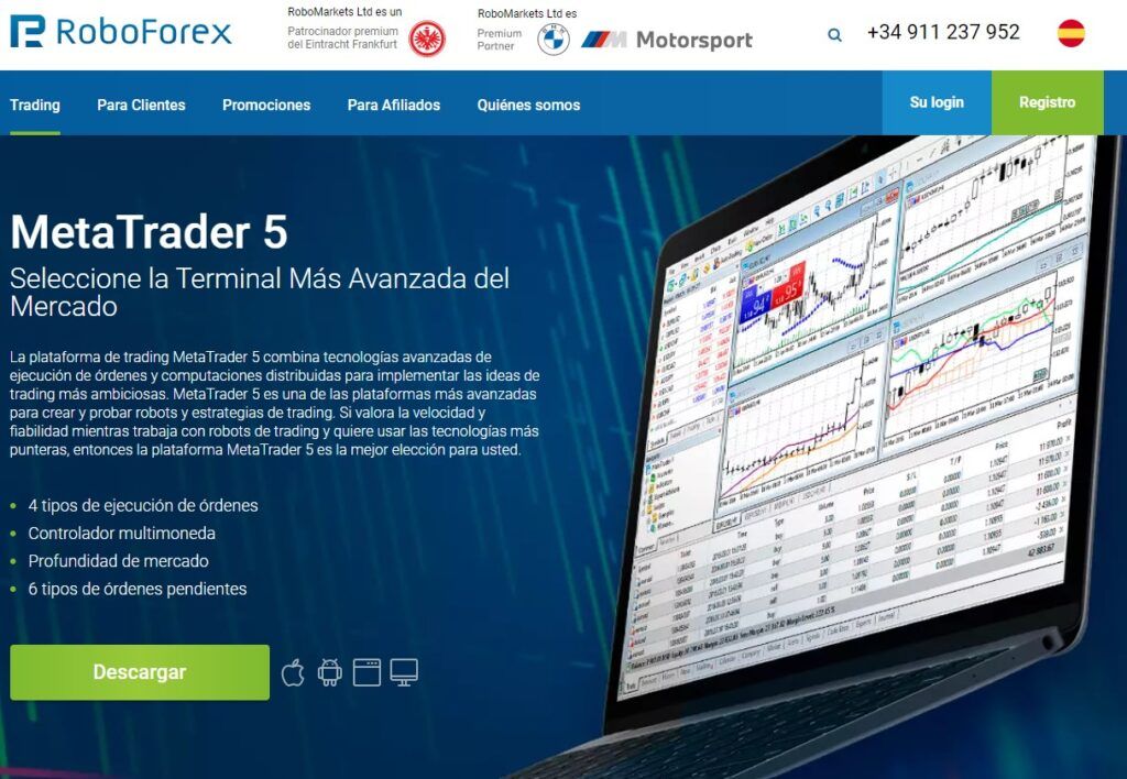 La plataforma mt5 con Roboforex