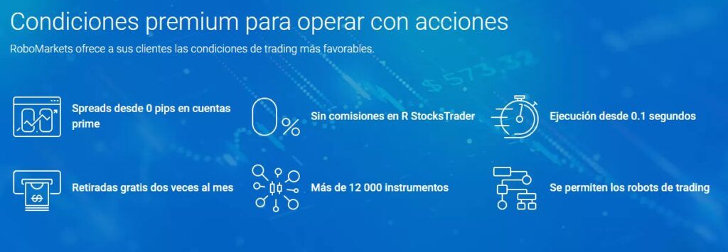 condiciones de negociación de acciones con Robomarkets