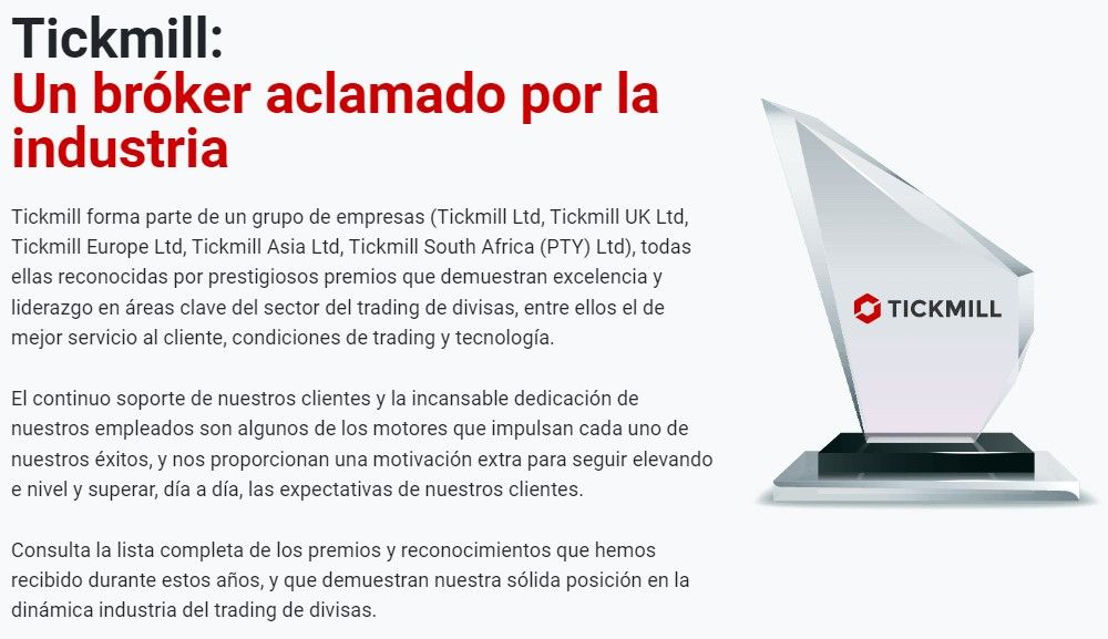 Tickmill aclamado por la industria