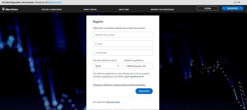 formulario de registro de darwinex cuenta demo