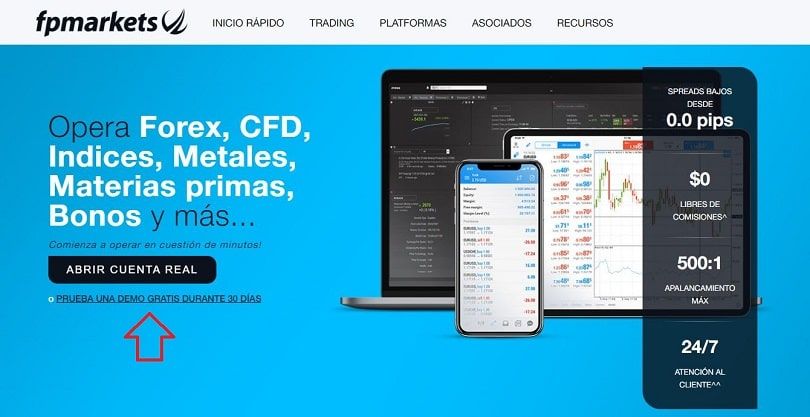 fp markets pruebe la opción de cuenta demo gratuita