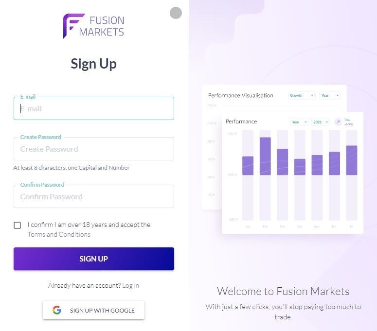 fusion markets formulario de registro de la cuenta demo