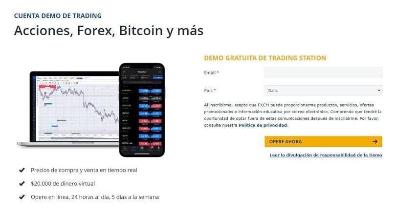 fxcm formulario de registro de la cuenta demo