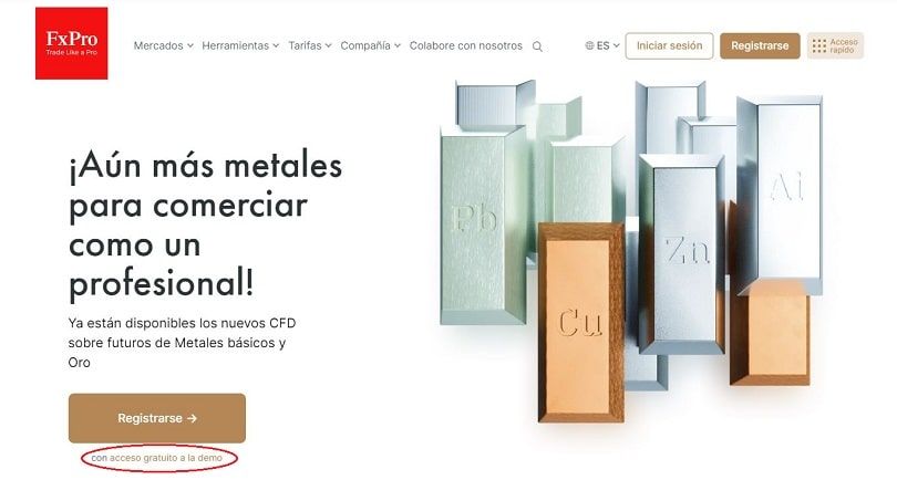 acceso gratuito a la demo de fxpro