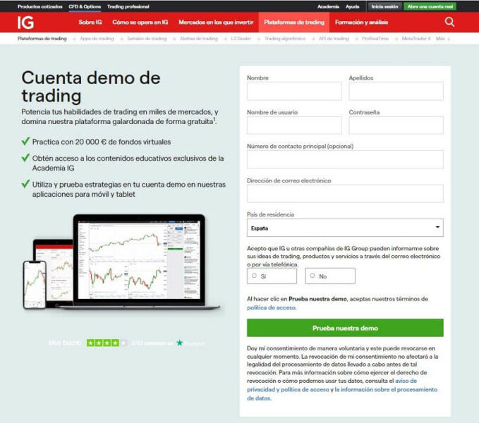 Cuenta Demo IG Markets: Como Abrir Una e info Útiles