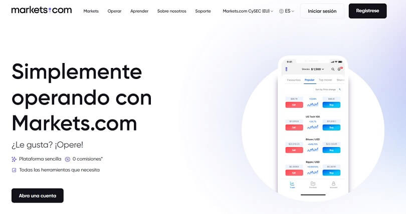 Abra su cuenta de demostración de Markets.com desde la página de inicio