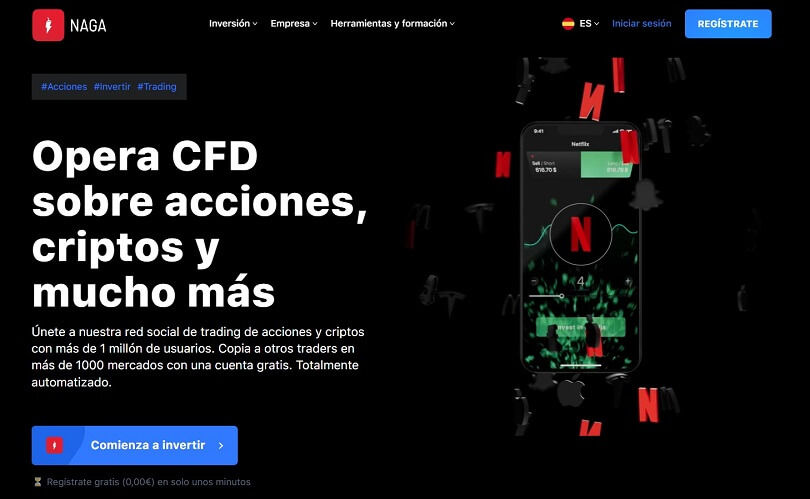 Abra su cuenta de demostración de NAGA desde la página de inicio