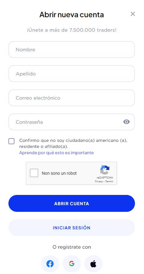 Rellene el formulario de registro de su cuenta de demostración de OctaFX