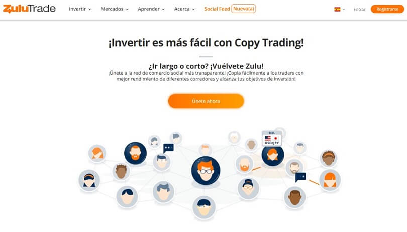 Abra su cuenta de demostración de ZuluTrade desde la página de inicio